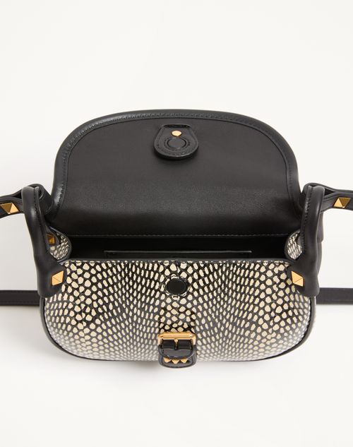 Valentino Garavani - Valentino Garavani Flâneuse Small Cobra Print Elaphe Shoulder Bag - Ivory/black - Woman - Shoulder Bags