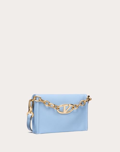 Valentino Garavani - Vlogo Chain Clutch Bag In Nappa Leather With Chain - Porcelain Blue - Woman - Clutches