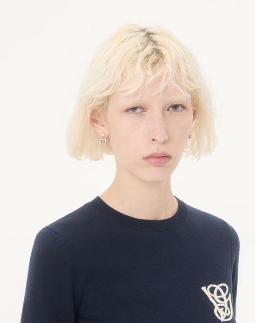 Valentino Garavani - Oval Metal Earrings With Swarovski® Crystals - Rhodium - Woman - Jewelry