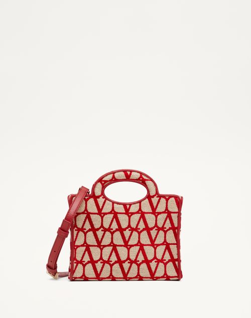 Valentino Garavani - Le Troisième Mini Shopping Bag In Toile Iconographe - Beige/red - Woman - All About Logo