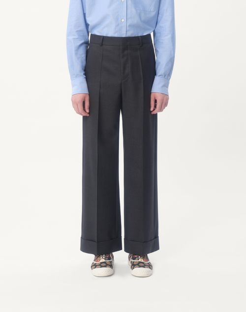 Wool Gabardine Pants With Turn-ups for Man in Anthracite Wool Gabardine Pants With Turn-ups for Man in Anthracite
