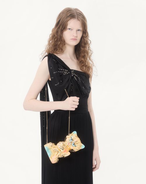 Valentino - Long Dress In Embroidered Light Georgette - Black/silver - Woman - Ready To Wear