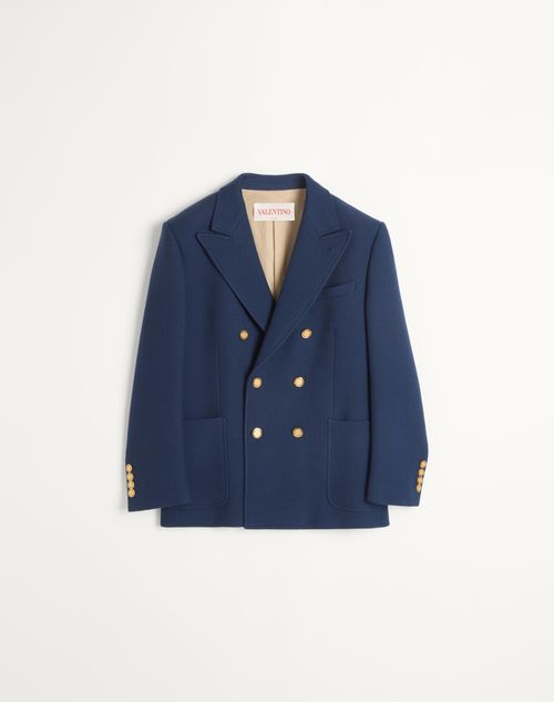 Valentino - Chaqueta De Doble Lana Con Frente Cruzado - Añil - Hombre - Abrigos Y Blazers