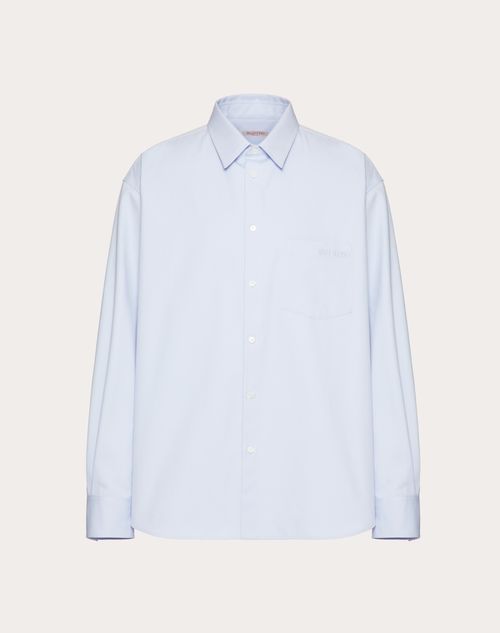 Valentino - Technical Cotton Shirt With Valentino Embroidery - Sky Blue - Man - Shirts