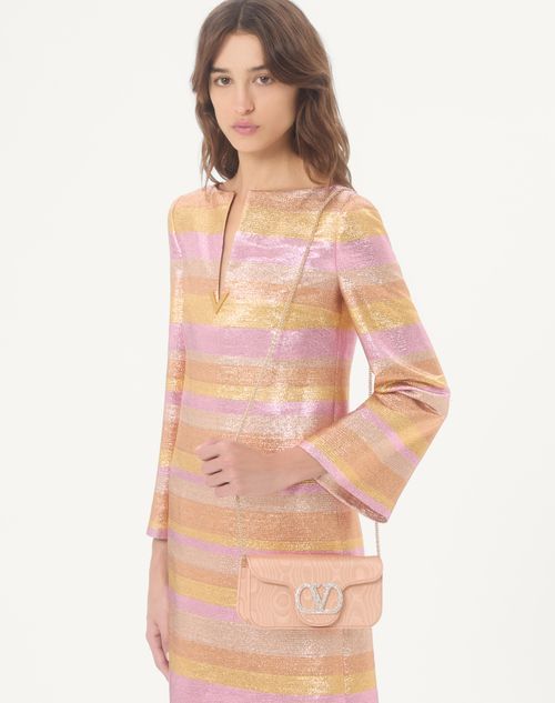 Valentino - Short Dress In Lurex Lumiere Nocturne Barré - Rose Gold - Woman - Dresses