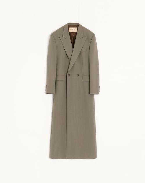Valentino - Valentino Double-breasted Lightweight Wool Coat With Knot Detail - Taupe - Man - Coats And Blazers