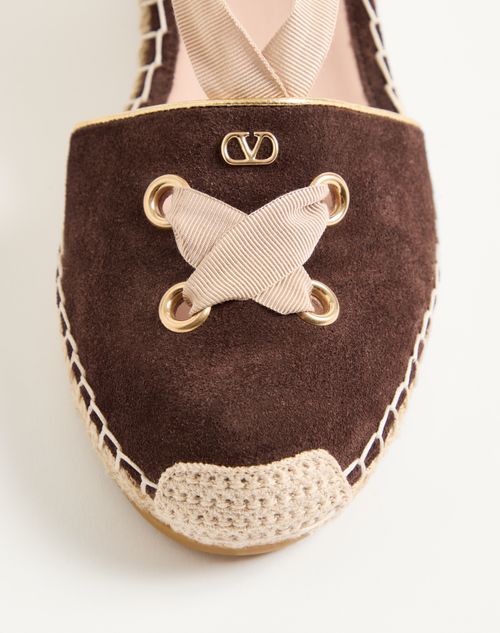 Valentino Garavani - Resort-keilabsatz Aus Spaltleder 75mm - Ebenholz - Frau - Espadrilles Und Wedges