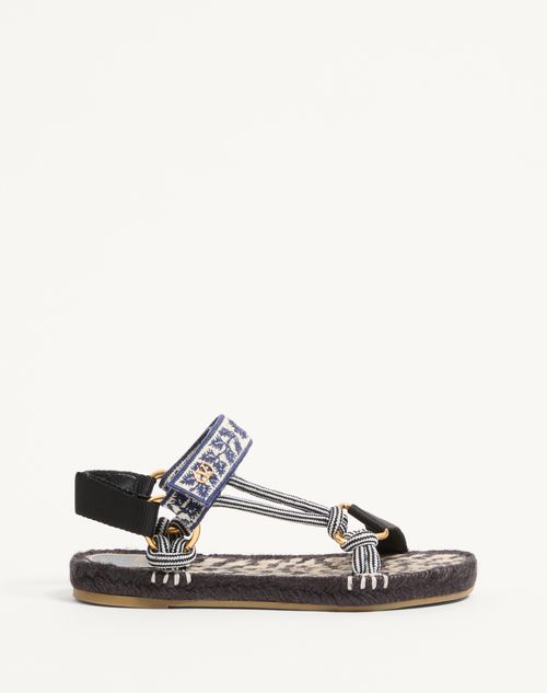 Valentino Garavani - Lake Powell Sandal With Grape Embroidery 20mm - Multicolour/black - Woman - Espadrilles And Wedges