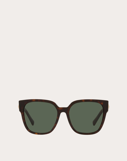 Valentino - ローマンスタッズ スクウェアアセテートフレーム - ハバナ/グリーン - ウィメンズ - アイウェア