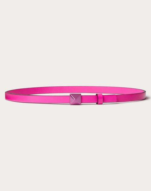 Valentino Garavani - One Stud Shiny Calfskin Belt 12mm - Pink Pp - Woman - Belts - Accessories