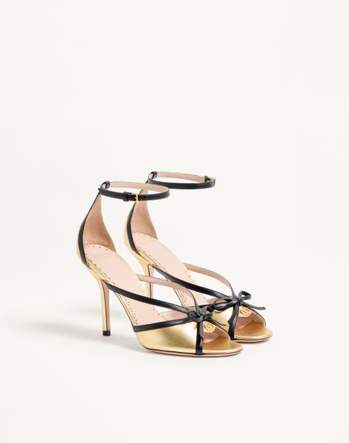 Valentino Garavani - Bepointy Sandal In Laminated Nappa And Kidskin 100mm - Antique Brass/black - Woman - Sandals