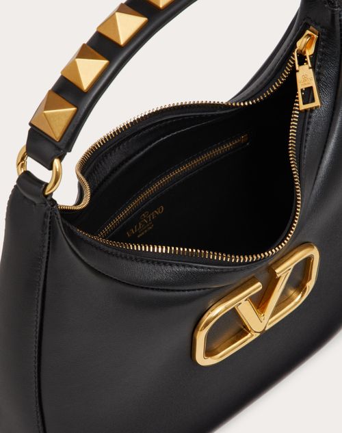 Valentino Garavani Leather Stud Sign Calfskin Hobo Bag in Black Womens Bags Hobo bags and purses 