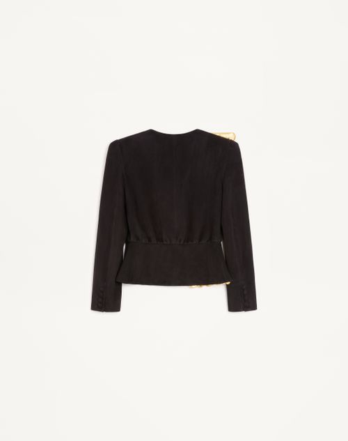 Valentino - Suede Leather Jacket - Black/gold - Woman - Jackets And Blazers