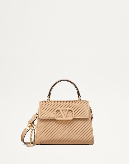 Valentino Garavani - Borsa A Mano Piccola Valentino Garavani Vsling In Nappa Plissettata - Sabbia - Donna - Valentino Garavani Vsling