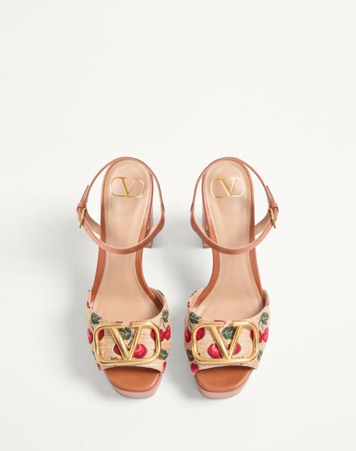 Valentino Garavani - VLOGO SIGNATURE CHERRYFIC PLATFORM SANDAL 115MM - Natural/red - Woman - Sandals