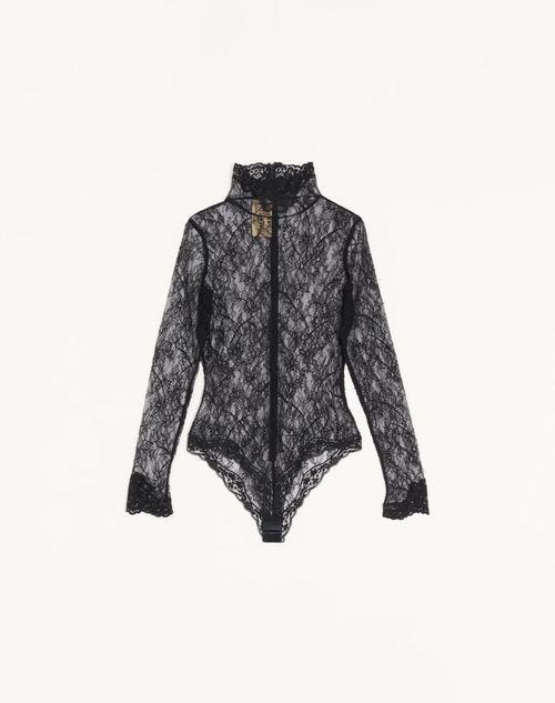 Valentino - Body De Encaje Floral - Negro - Mujer - Lencería