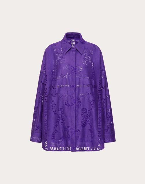 Valentino - Overshirt In Pizzo Cotton Guipure - Astral Purple - Donna - Giacche E Caban