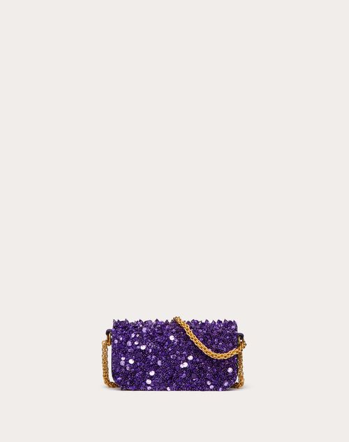 Small Locò Shoulder Bag With 3d Embroidery for Woman in Astral Purple