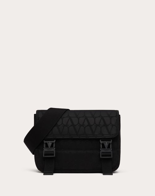 Valentino Garavani - Toile Iconographe Shoulder Bag In Technical Fabric With Leather Details - Black - Man - Gifts For Him