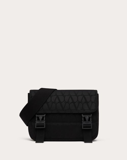 Valentino Garavani - Toile Iconographe Shoulder Bag In Technical Fabric With Leather Details - Black - Man - Shelf - M Bags - Black Iconographe