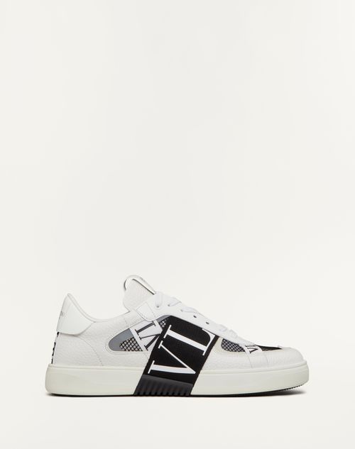 Red Valentino SNEAKER LOW-TOP VL7N IN VITELLO, TESSUTO RETE E NASTRI