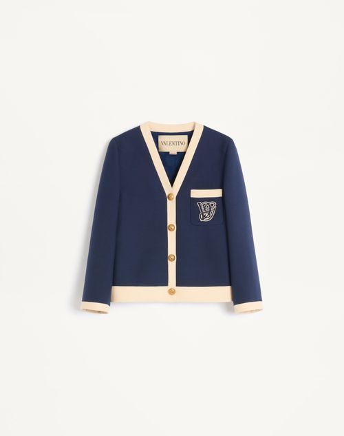 Valentino - Crepe Couture Jacket - Indigo/birch - Woman - Jackets And Blazers