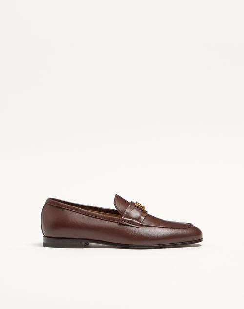 Valentino Garavani - Vlogo Signature Nappa Leather Loafer - Brown - Man - Loafers And Drivers