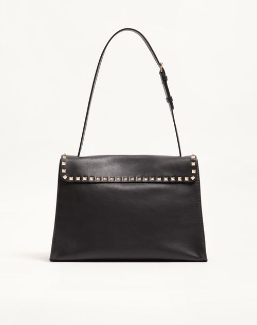 Valentino Garavani - Bolso De Hombro Mediano Valentino Garavani Rockstud Maxxing De Cuero De Becerro Liso - Negro - Mujer - Bolsos Shopping
