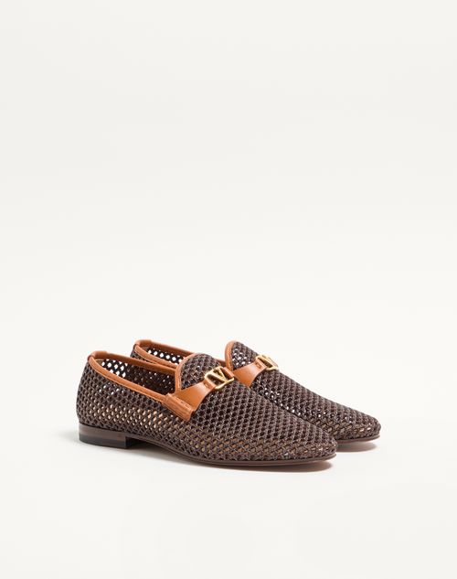 Valentino Garavani - Wolfe Loafer In Woven Raffia - Brown - Man - Loafers And Driver