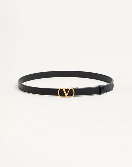 Valentino Garavani - Vlogo Signature Belt In Shiny Calfskin 20 Mm - Black - Woman - Belts