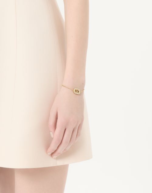 Valentino Garavani - Vlogo Signature Metal And Swarovski® Crystal Bracelet - Gold/crystal - Woman - Jewelry