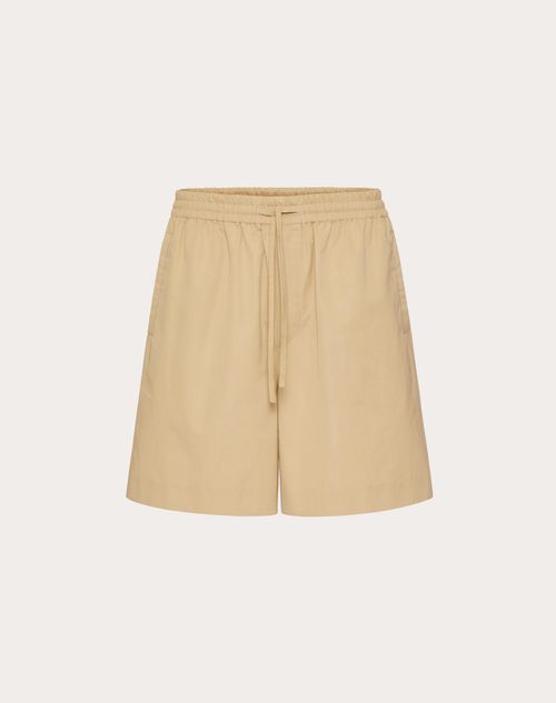 Valentino - Cotton Popeline Bermuda Shorts - Beige - Man - Trousers And Shorts
