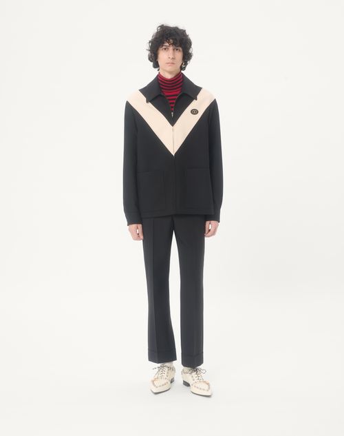 Valentino - Valentino Nylon Gabardine Jacket With Inlaid V And Vlogo Patch - Black - Man - Outerwear