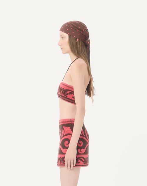 Valentino - Top In Tessuto Spugna - Chocolate/corallo - Donna - Camicie E Top
