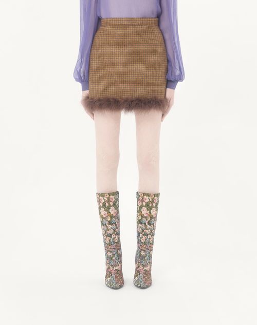 Valentino - Short Houndstooth Skirt - Brown - Woman - Skirts