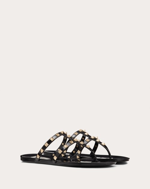 Valentino Rockstud Slides Black Rubber