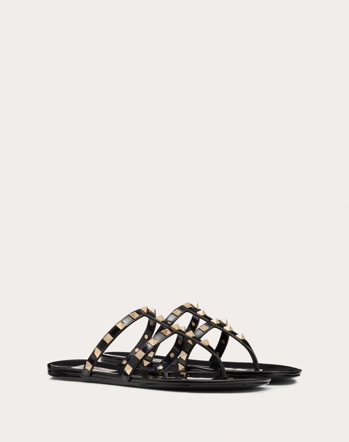 Valentino Garavani - Rockstud Flat Rubber Sandal - Black - Woman - Shelf - W Shoes - Polymeric