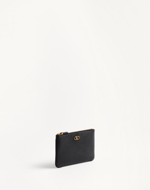 Valentino Garavani - Vlogo Signature Grainy Calfskin Clutch Bag - Black - Woman - Wallets And Small Leather Goods