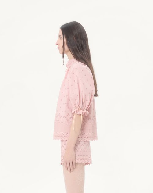 Valentino - Top In Sangallo Fleurs Ajours Margheritine - Rosa - Donna - Camicie E Top