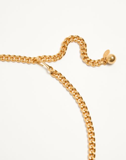 Valentino Garavani - Vlogo Signature Chain Belt With Crystals - Antique Brass - Woman - Belts