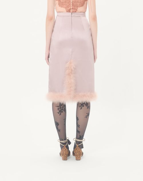 Valentino - Satin Midi Skirt With Feathers - Mauve - Woman - Skirts