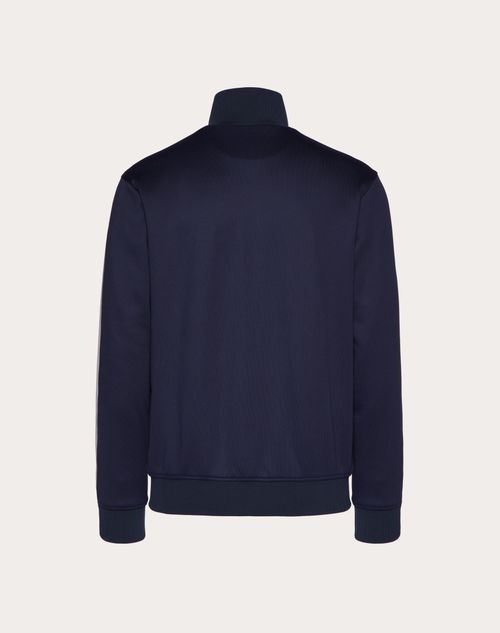 Valentino - Hochgeschlossenes Acryl-sweatshirt Mit Reissverschluss Und Vlogo Signature-applikation - Marineblau - Mann - T-shirts & Sweatshirts
