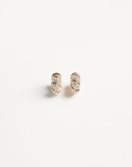 Valentino Garavani - Pas Plus Earrings In Metal, Enamel And Swarovski® Crystals - Gold/crystal - Woman - Jewelry