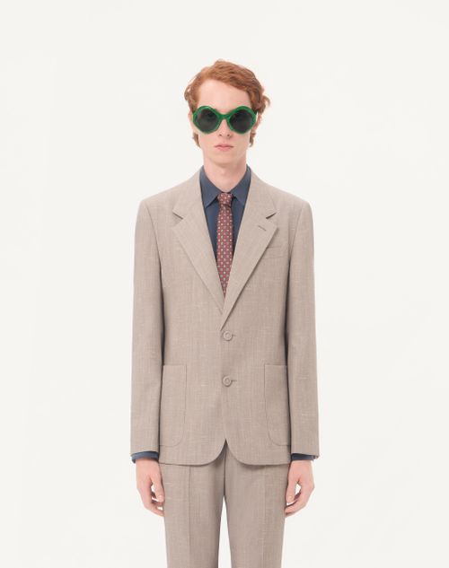 Valentino - Valentino Single-breasted Jacket In Boutonné Wool - Light Grey - Man - Coats And Blazers
