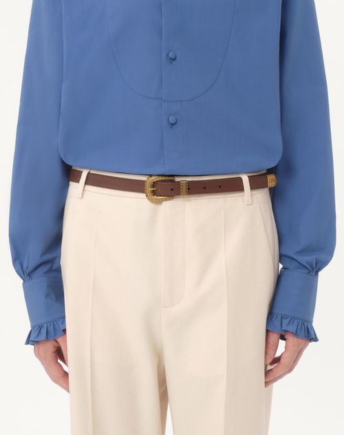 Valentino Garavani - Vlogo Signature Calfskin Belt 20 Mm - Chocolate - Man - Belts