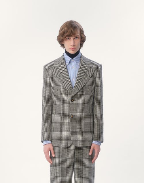 千鳥格子チェック柄 ウール シングルブレスト ジャケット for 千鳥格子チェック柄 ウール シングルブレスト ジャケット for