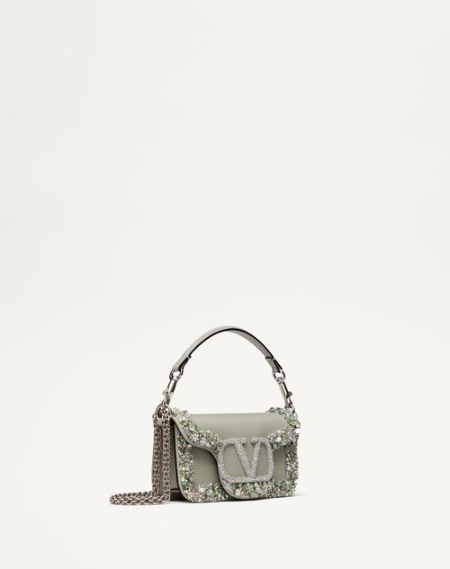 Valentino Garavani - Petit Sac Porté Épaule Valentino Garavani Locò Avec Broderie - Cristal/gris - Femme - Valentino Garavani Loco