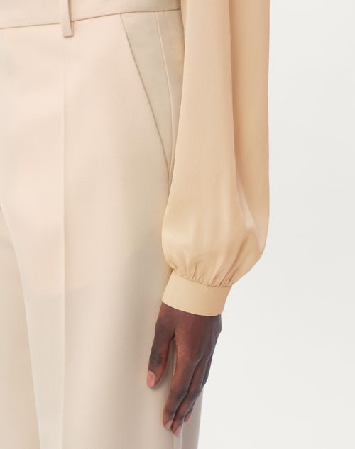 Diagonal Dry Wool Pants for Woman in Birch | Valentino US Diagonal Dry Wool Pants for Woman in Birch | Valentino US