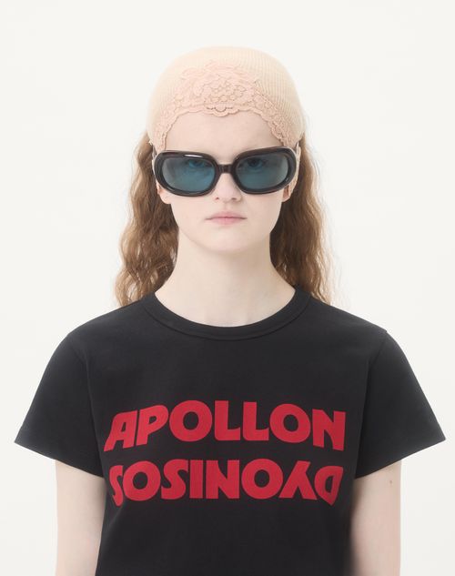 Valentino - T-shirt En Coton Avec Imprimé Apollon Dyonisos - Schwarz/ Rot - Frau - T-shirts & Sweatshirts