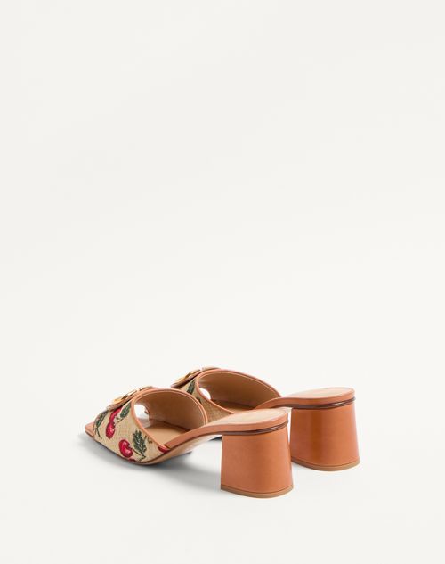 Valentino Garavani - SANDALIA SIN TALÓN VLOGO SIGNATURE CHERRYFIC CON TACÓN DE 60 MM - Natural/rojo - Mujer - Sandalias